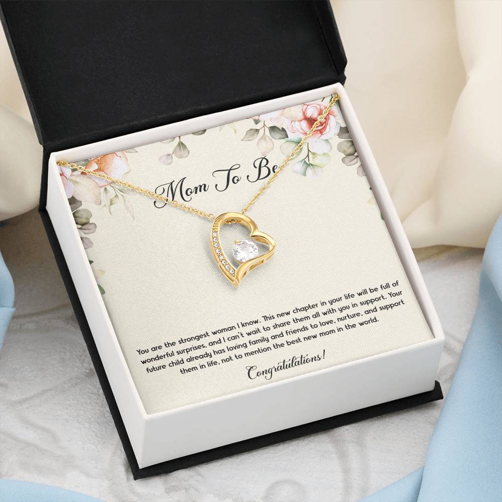 Gift for Expecting Mom, You Are The Strongest Woman I Know, Mom to Be Forever Love Heart Necklace For Women, Pregnancy Gift For New Mother