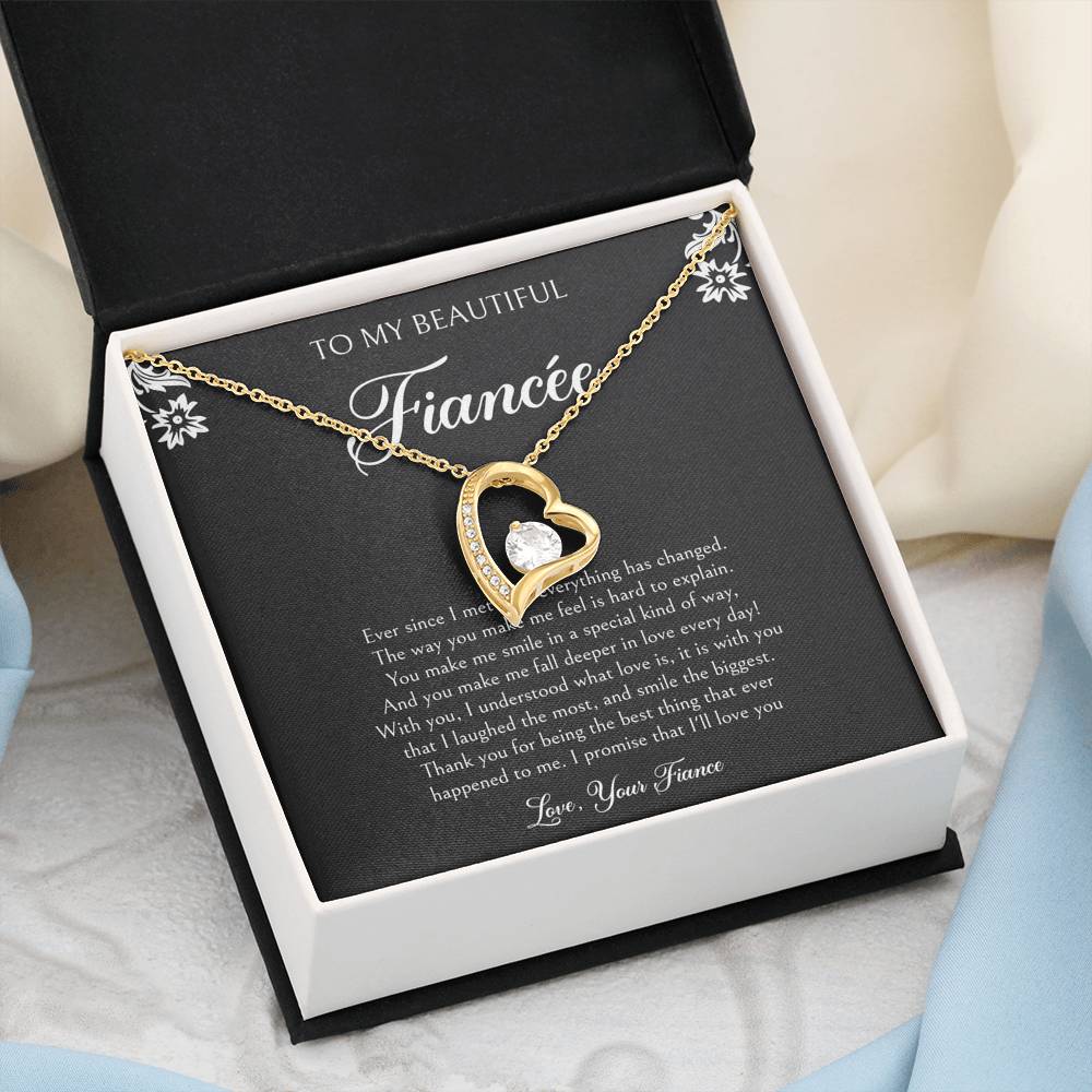 To My Fiancée, I'll Love You Forever, Forever Love Heart Necklace For Women, Anniversary Birthday Valentines Day Gifts From Fiancé