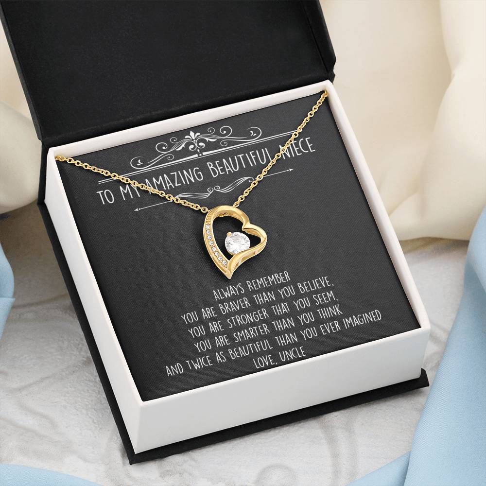 To My Niece  Gifts, Always Remember, Forever Love Heart Necklace For Women, Birthday Present Idea From Uncle