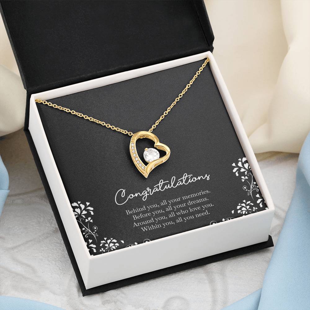 Retirement Gifts, Behind You, Happy Retirement Forever Love Heart Necklace For Women, Retirement Party Favor From Friends Coworkers