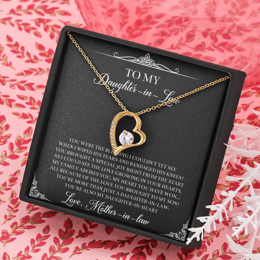 To My Daughter-in-law Gifts, Circle of Strength and Love, Forever Love Heart Necklace For Women, Birthday Present Idea From Mother-in-law
