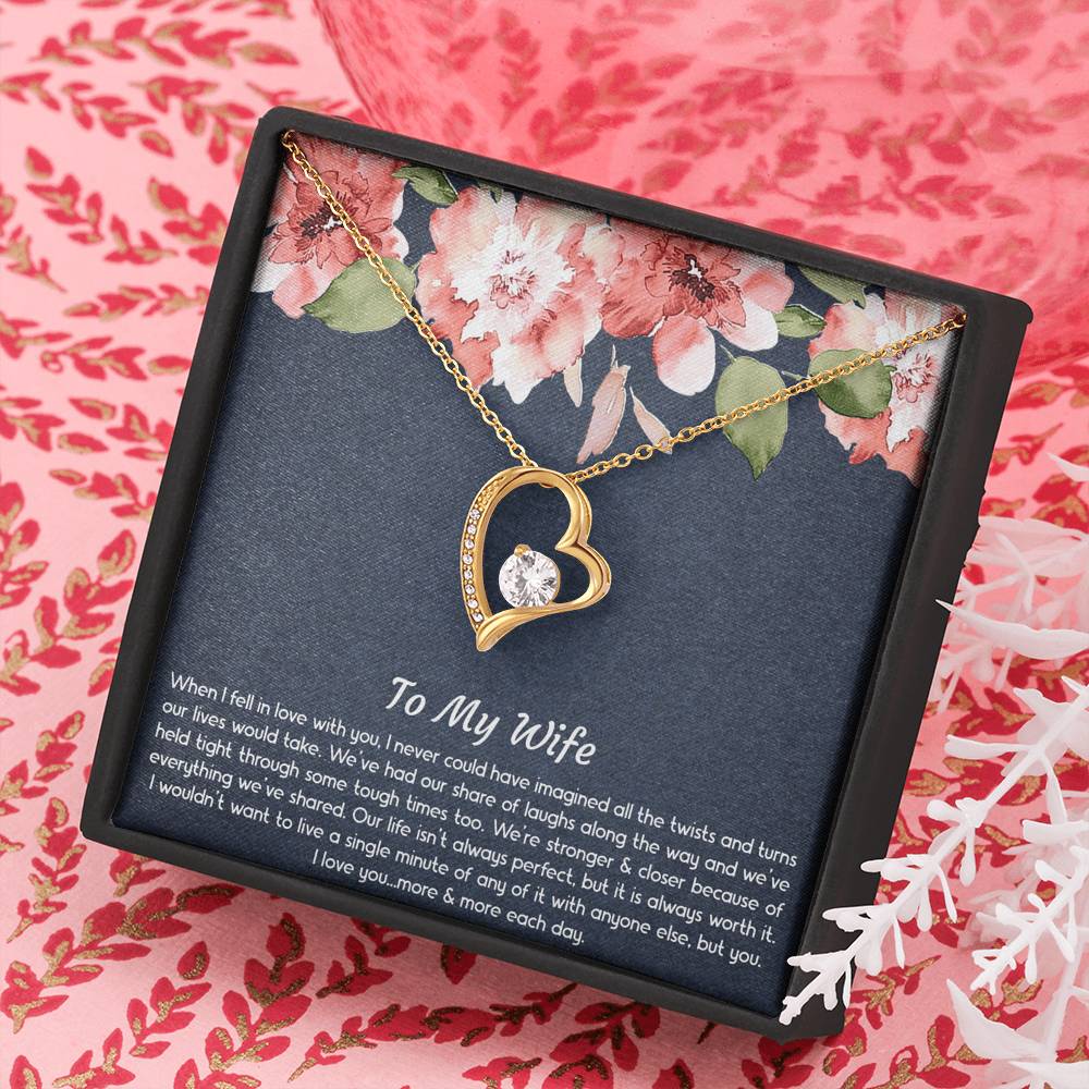 To My Wife, When I Fell In Love With You, Forever Love Heart Necklace For Women, Anniversary Birthday Gifts From Husband