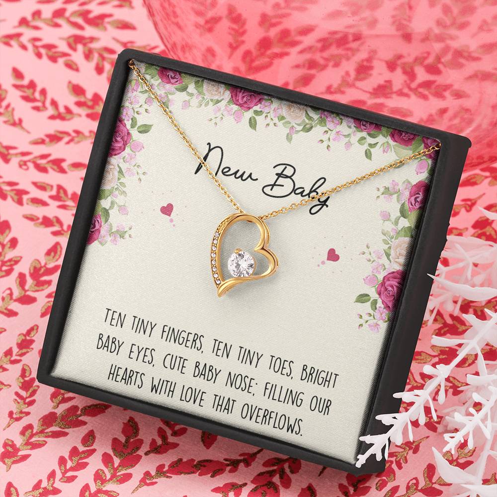 Gift for Expecting Mom, Ten Tiny Fingers, Mom to Be Forever Love Heart Necklace For Women, Pregnancy Gift For New Mother