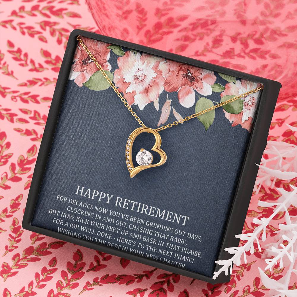 Retirement Gifts, Job Well Done, Happy Retirement Forever Love Heart Necklace For Women, Retirement Party Favor From Friends Coworkers
