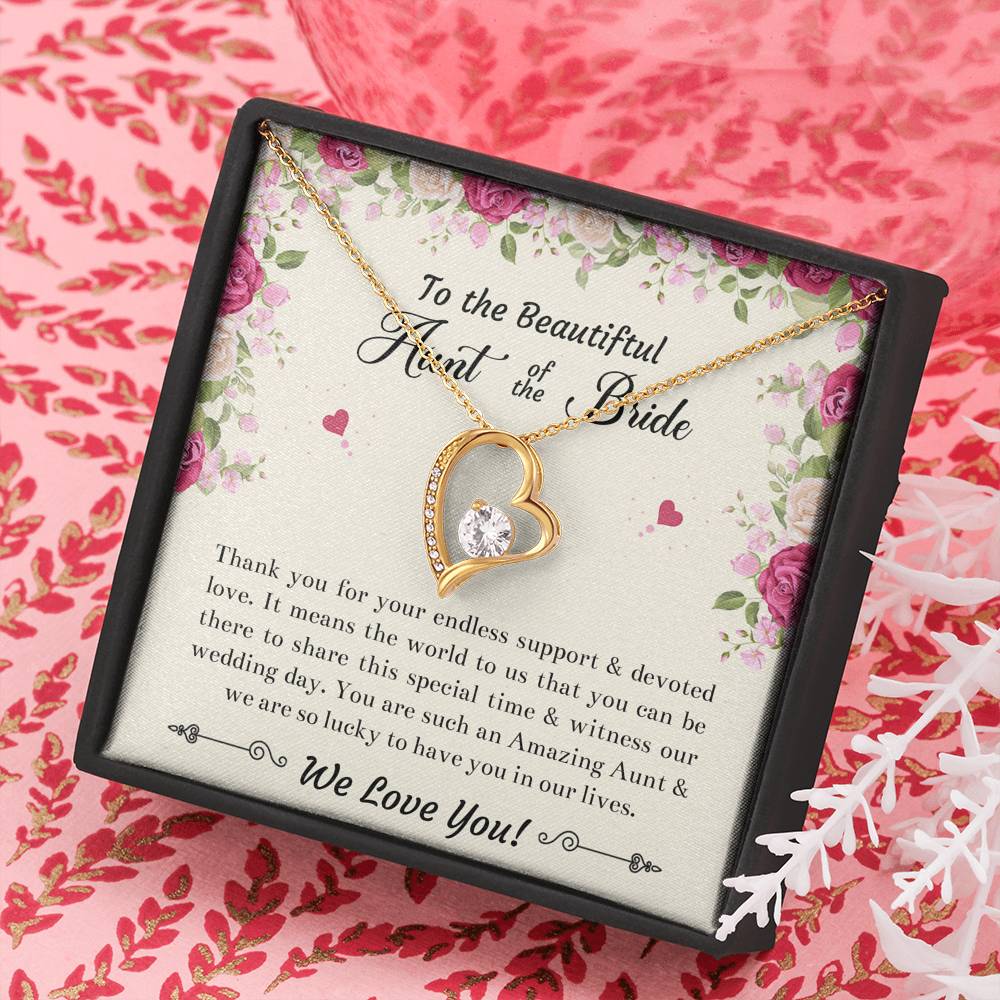 Aunt of the Bride Gifts, Thank You For Your Support, Forever Love Heart Necklace For Women, Wedding Day Thank You Ideas From Bride
