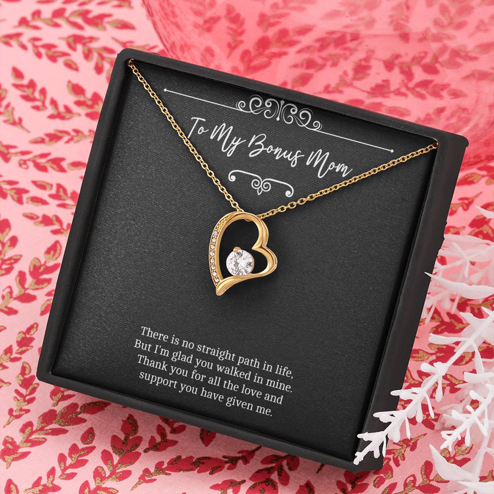 To My Bonus Mom Gifts, There Is No Straight Path In Life, Forever Love Heart Necklace For Women, Wedding Day Thank You Ideas From Bride