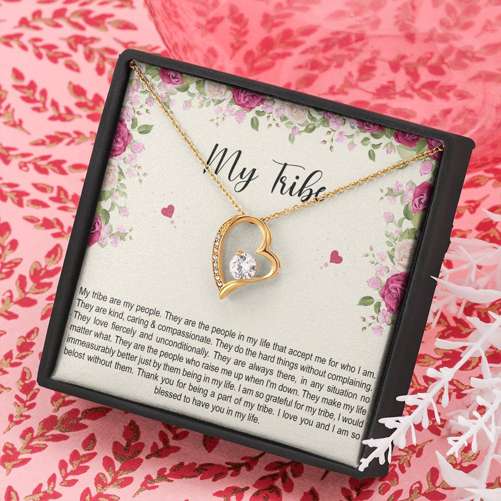 To My Best Friend Gifts, My Tribe , Forever Love Heart Necklace For Women, Birthday Present Idea From Bestie