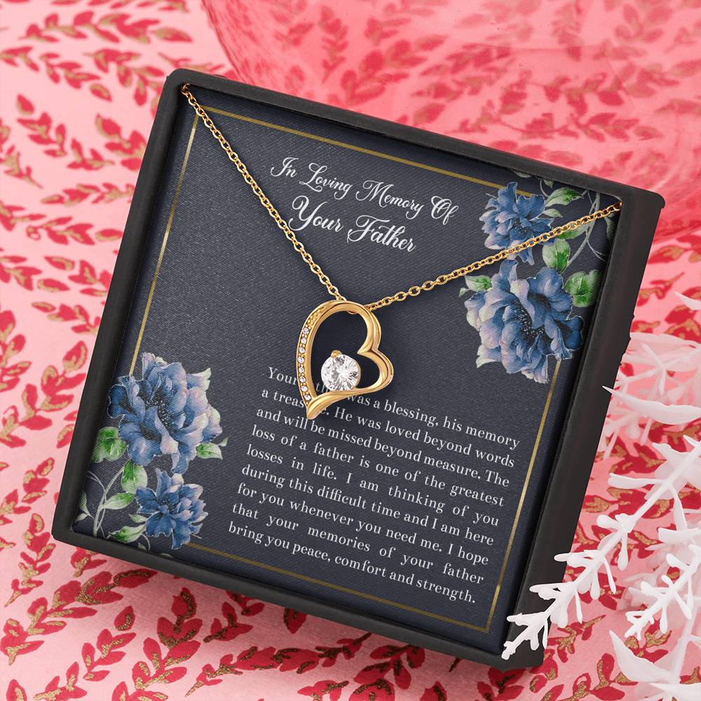 Loss of Father Gifts, In Loving Memory, Sympathy Forever Love Heart Necklace For Loss of Father, Memorial Sorry For Your Loss Present