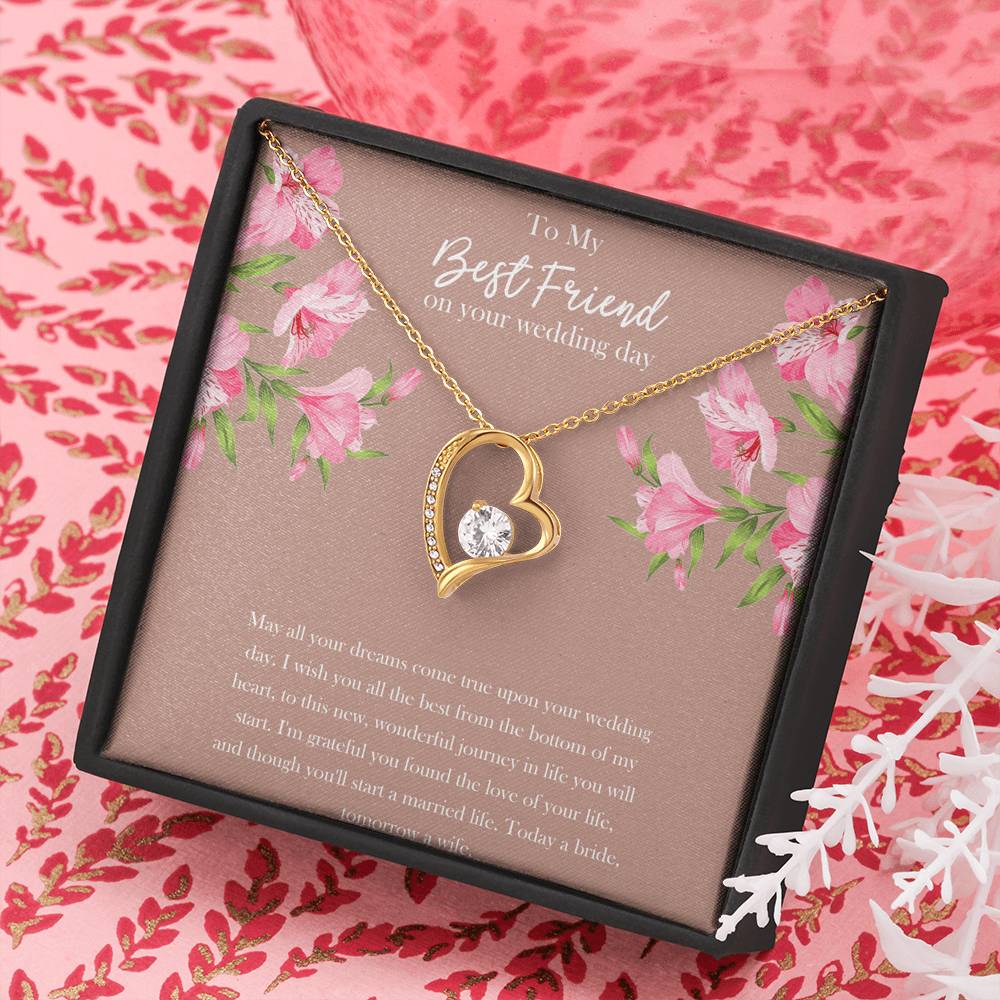 Bride Gifts, May All Your Dreams Come True, Forever Love Heart Necklace For Women, Wedding Day Thank You Ideas From Best Friend