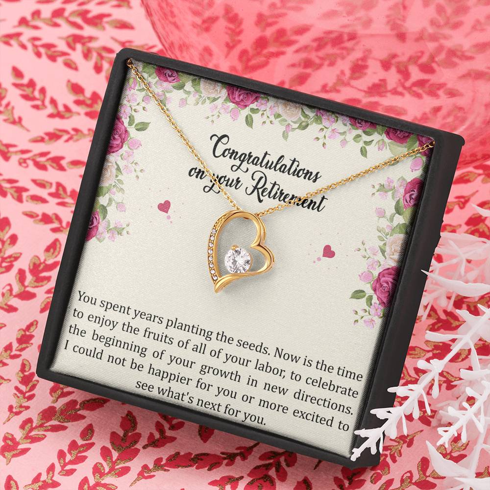 Retirement Gifts, Fruit of Your Labor, Happy Retirement Forever Love Heart Necklace For Women, Retirement Party Favor From Friends Coworkers