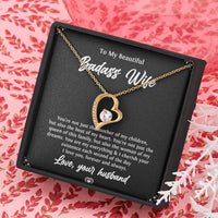 Load image into Gallery viewer, To My Badass Wife, Beat Of My Heart, Forever Love Heart Necklace For Women, Anniversary Birthday Valentines Day Gifts From Husband
