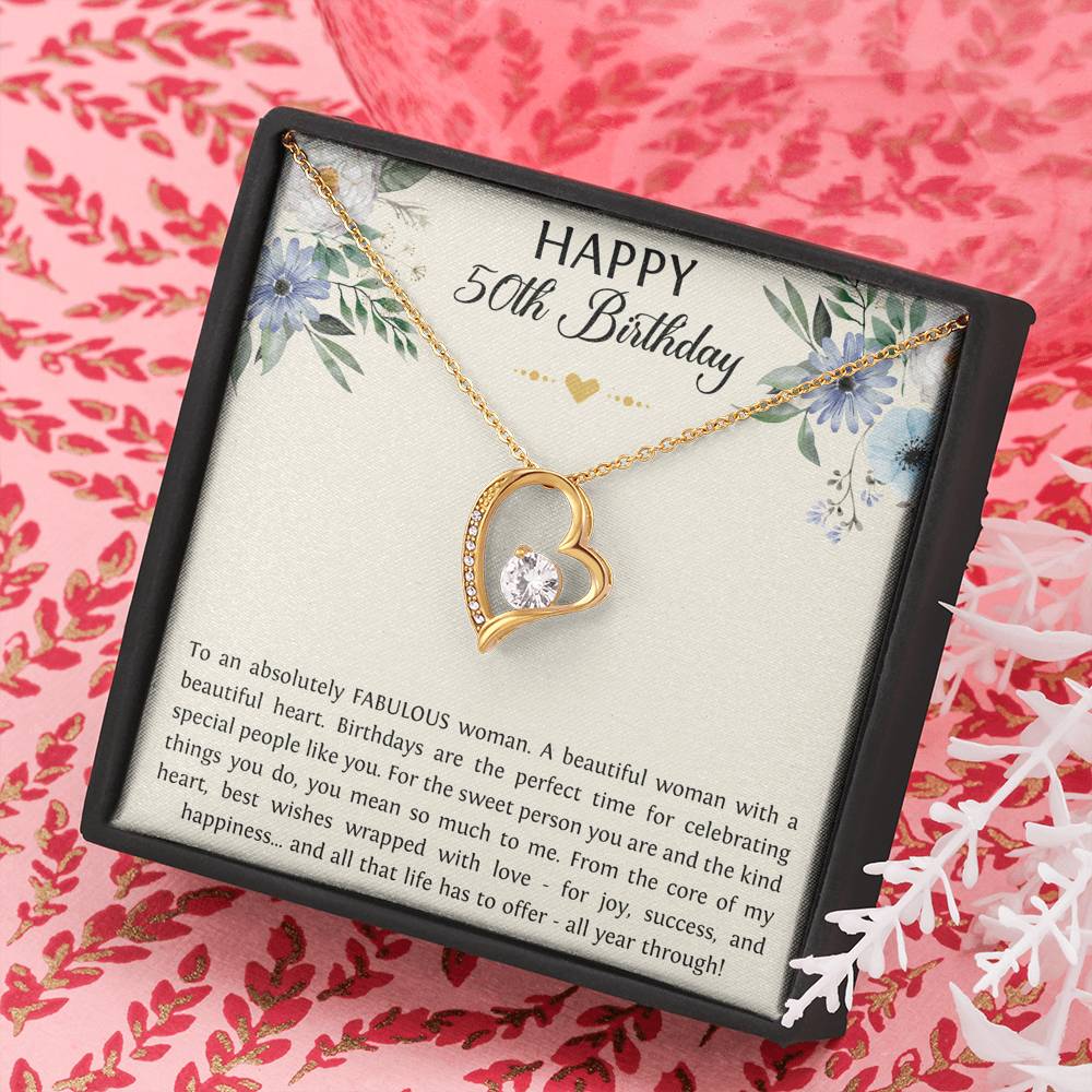 Fabulous Woman Heart Necklace - Forever Love Design | 50th Birthday Gift