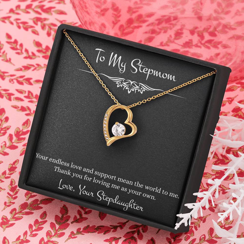 To My Stepmom Gifts, Your Endless Love And Support, Forever Love Heart Necklace For Women, Birthday Mothers Day Present From Stepdaughter