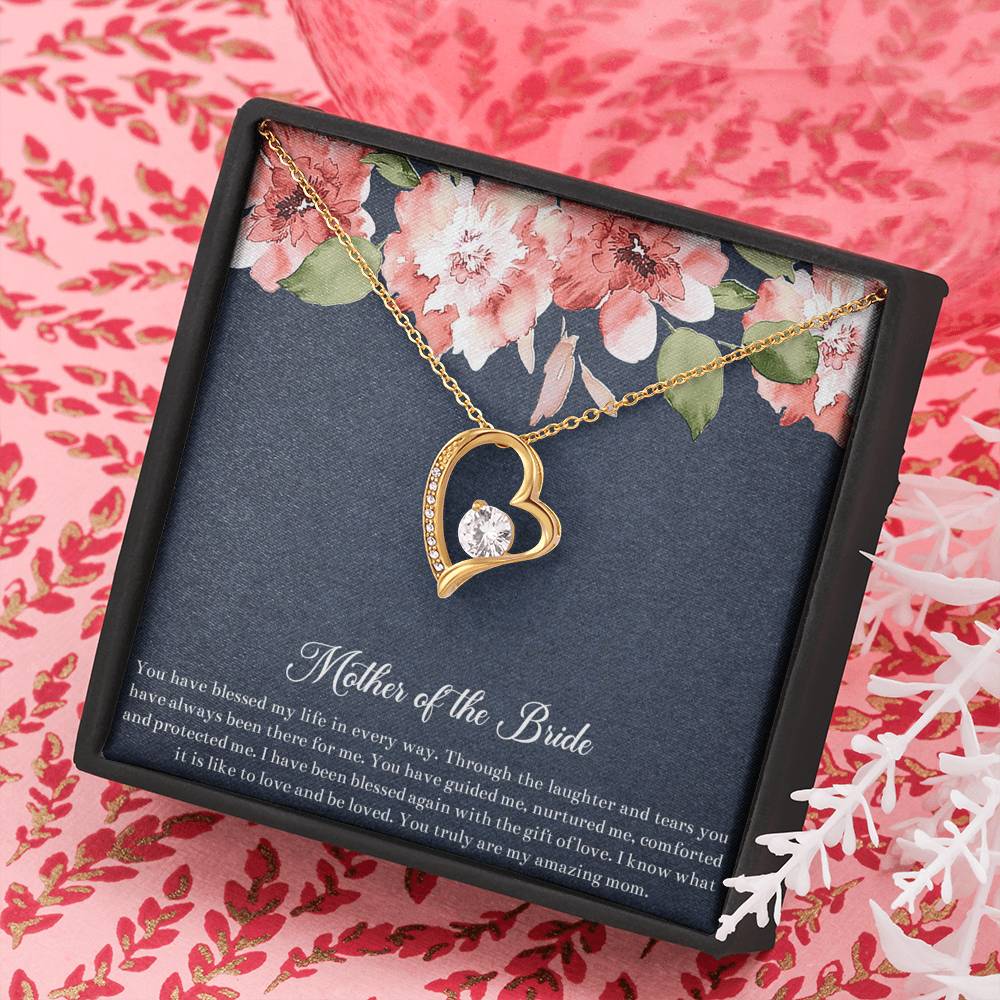 To My Mom of the Bride Gifts, You Have Blessed My Life, Forever Love Heart Necklace For Women, Wedding Day Thank You Ideas From Bride