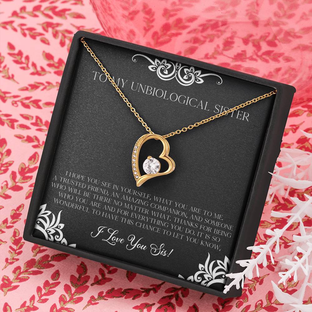 To My Unbiological Sister Gifts, I Hope You See in Yourself, Forever Love Heart Necklace For Women, Birthday Present Idea From Sister-in-law