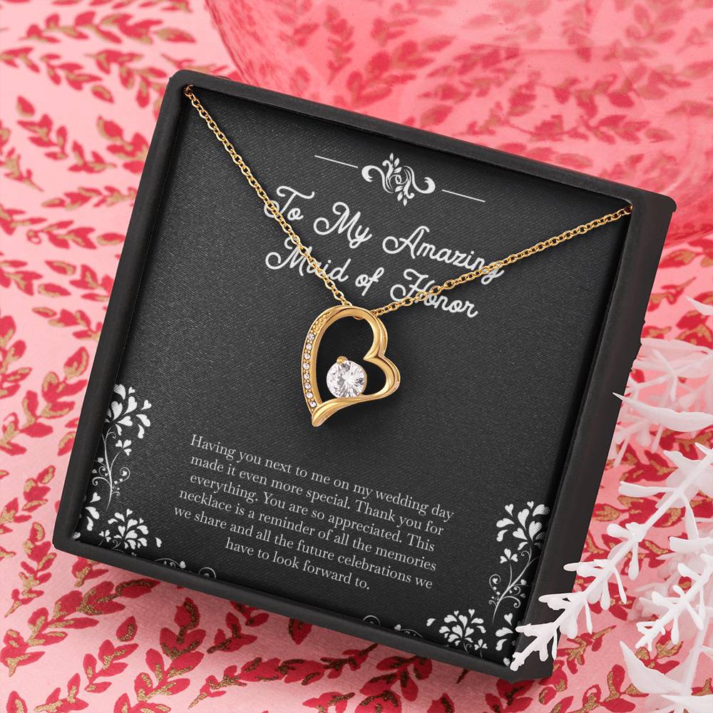 To My Maid Of Honor Gifts, Having You Next To Me, Forever Love Heart Necklace For Women, Wedding Day Thank You Ideas From Bride