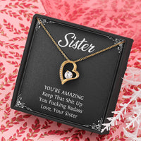 Load image into Gallery viewer, To My Badass Sister Gifts, You&#39;re Amazing, Forever Love Heart Necklace For Women, Birthday Present Idea From Sister

