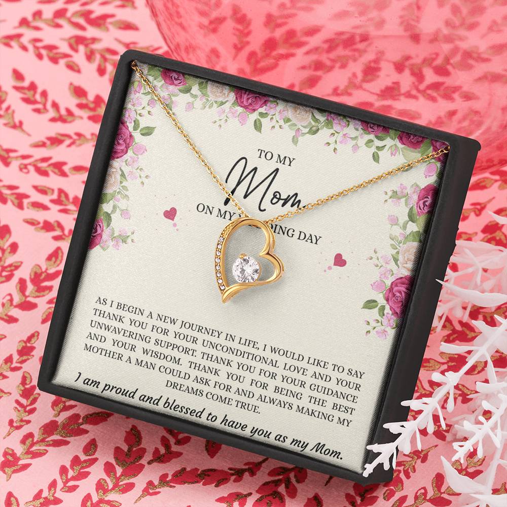 Mom of the Groom Gifts, I Am Proud And Blessed To Have You, Forever Love Heart Necklace For Women, Wedding Day Thank You Ideas From Groom