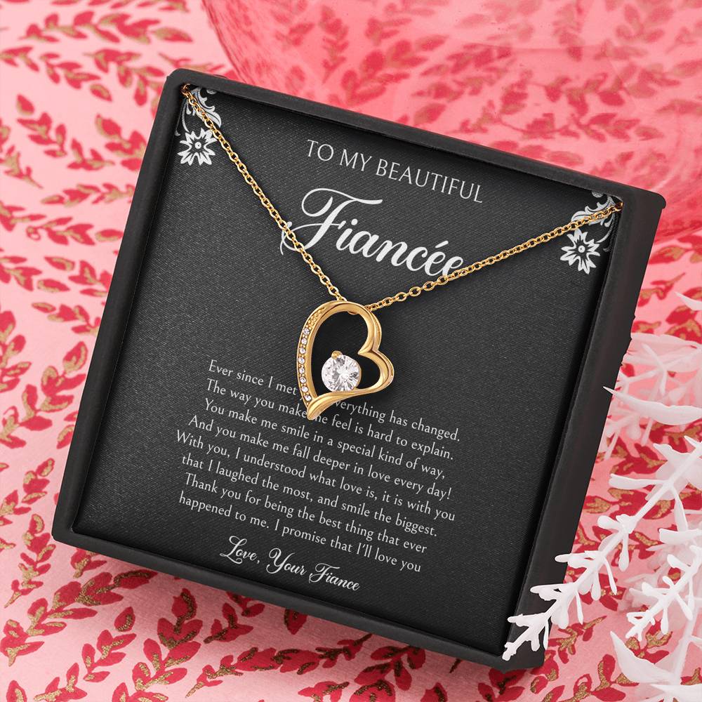 To My Fiancée, I'll Love You Forever, Forever Love Heart Necklace For Women, Anniversary Birthday Valentines Day Gifts From Fiancé