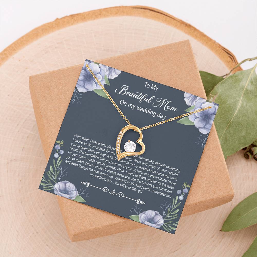 Mom of the Bride Gifts, You Thought Me Right From Wrong, Forever Love Heart Necklace For Women, Wedding Day Thank You Ideas From Bride