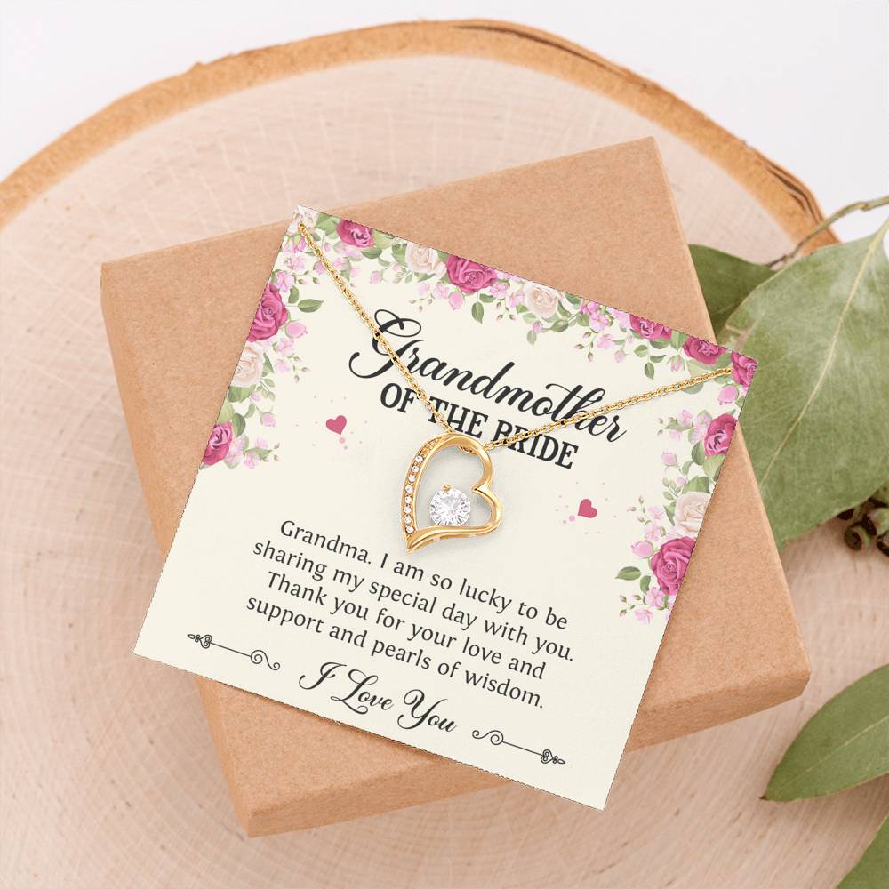 Grandmother of the Bride Gifts, I Am So Lucky, Forever Love Heart Necklace For Women, Wedding Day Thank You Ideas From Bride
