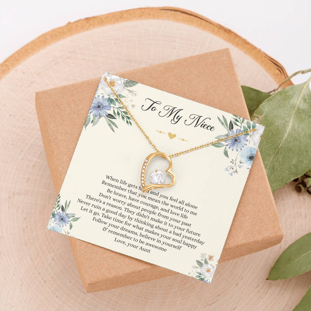 To My Niece Gifts, When Life Gets Hard And You Feel All Alone, Forever Love Heart Necklace For Women, Niece Birthday Present From Aunt