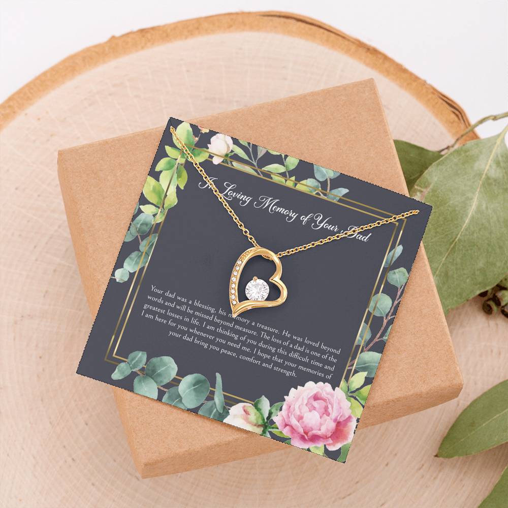 Loss of Dad Gifts, In Loving Memory, Sympathy Forever Love Heart Necklace For Loss of Dad, Memorial Sorry For Your Loss Present