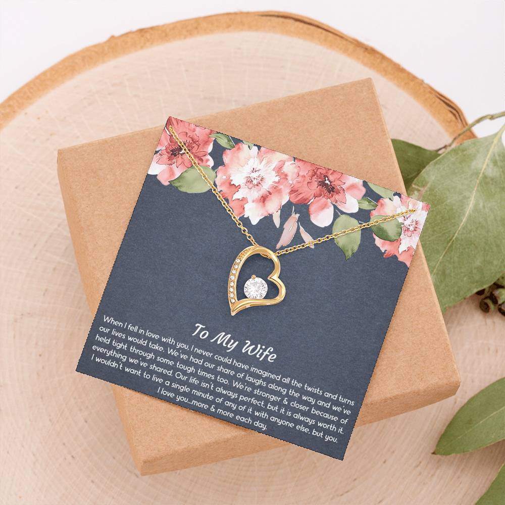 To My Wife, When I Fell In Love With You, Forever Love Heart Necklace For Women, Anniversary Birthday Gifts From Husband