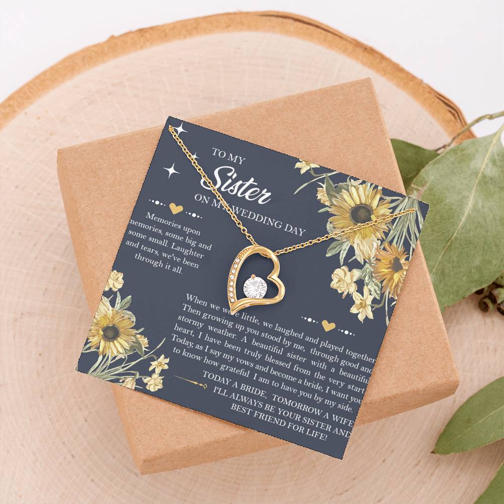 Sister of the Bride Gifts, I'll Always Be Your Sister, Forever Love Heart Necklace For Women, Wedding Day Thank You Ideas From Bride