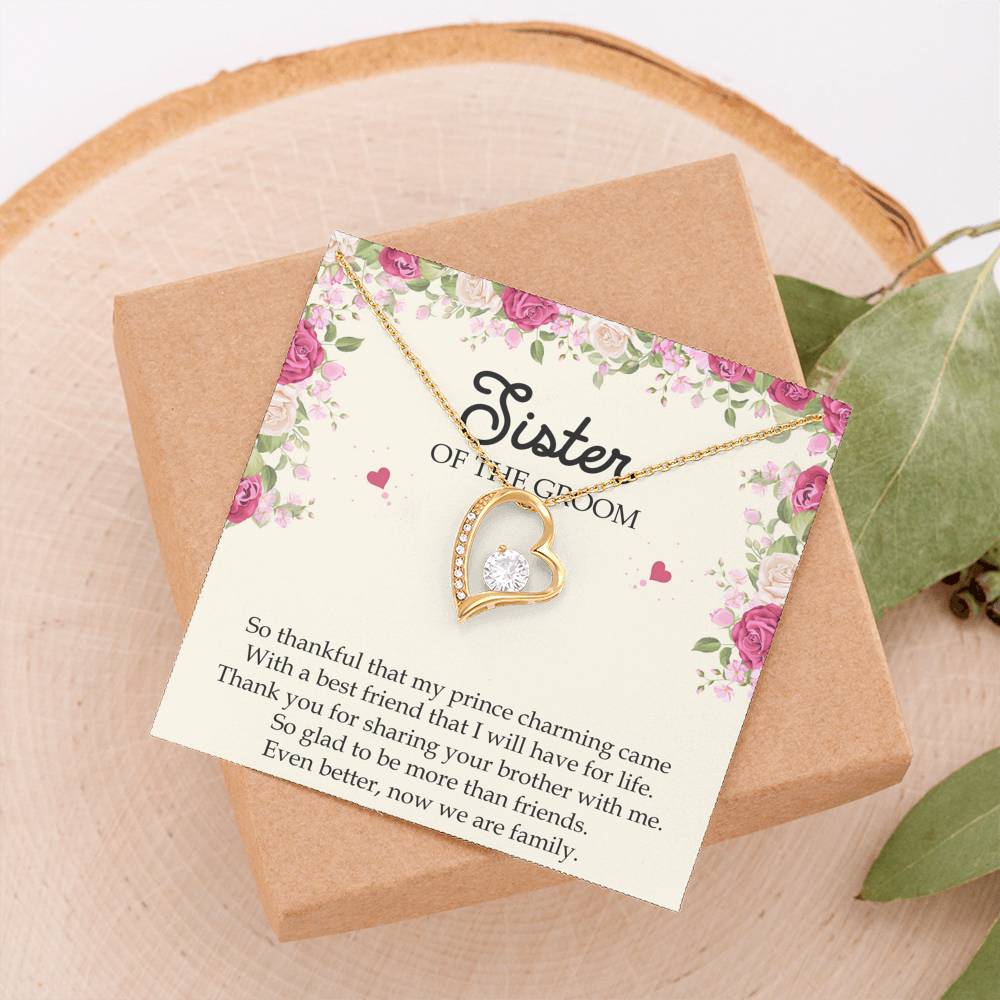 Sister Of The Groom Gifts, So Glad To Be More Than Friends, Forever Love Heart Necklace For Women, Wedding Day Thank You Ideas From Bride
