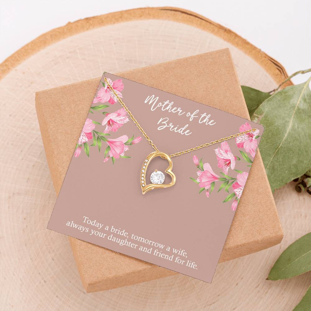 To My Mom of the Bride Gifts, Always Your Daughter, Forever Love Heart Necklace For Women, Wedding Day Thank You Ideas From Bride