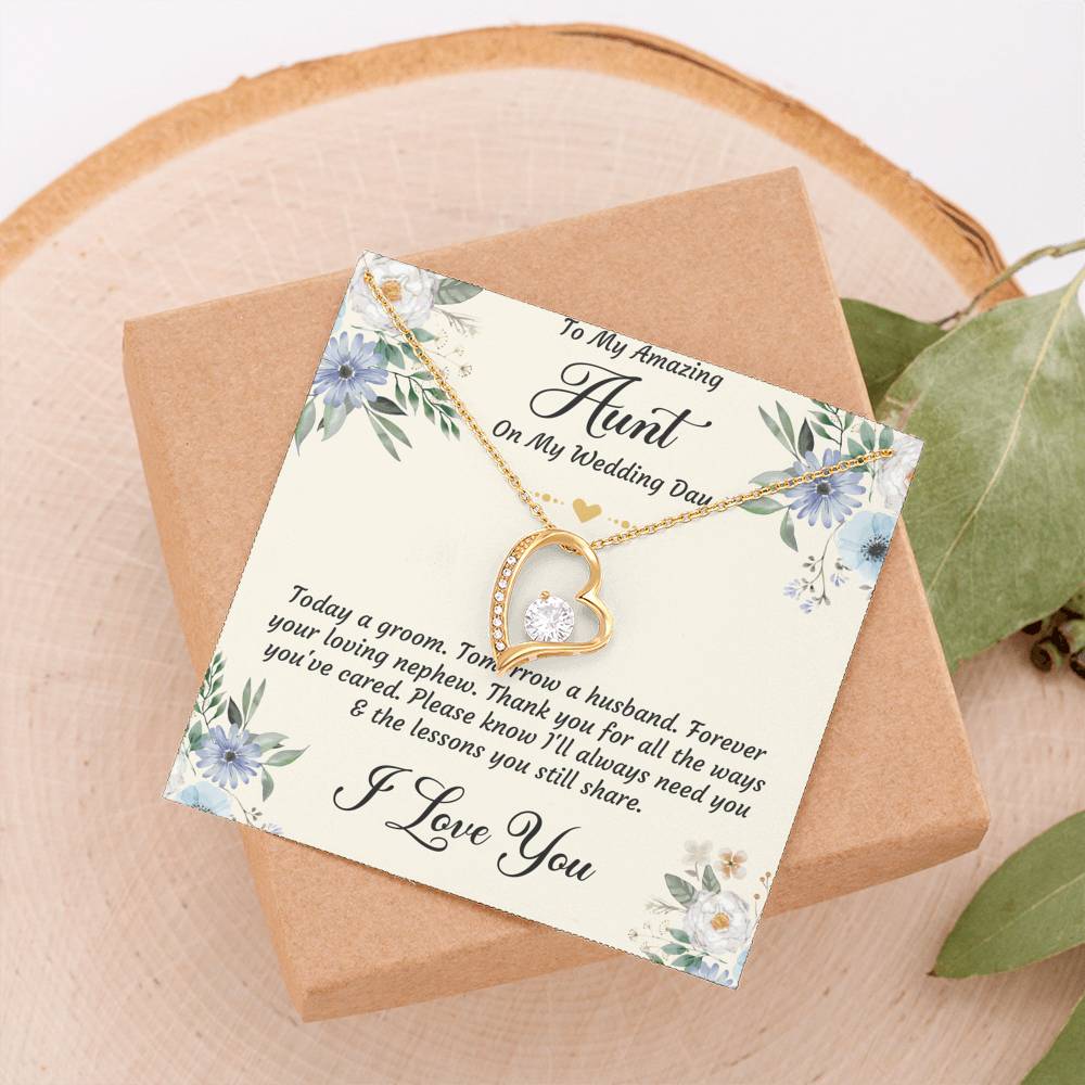 Aunt of the Groom Gifts, Forever Your Nephew, Forever Love Heart Necklace For Women, Wedding Day Thank You Ideas From Groom