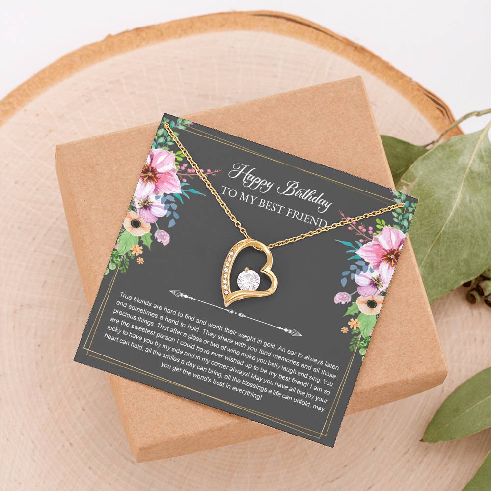 Birthday Gifts For Women, Lucky To Have You, Forever Love Heart Necklace, Happy Birthday Message Card Jewelry For Best Friend