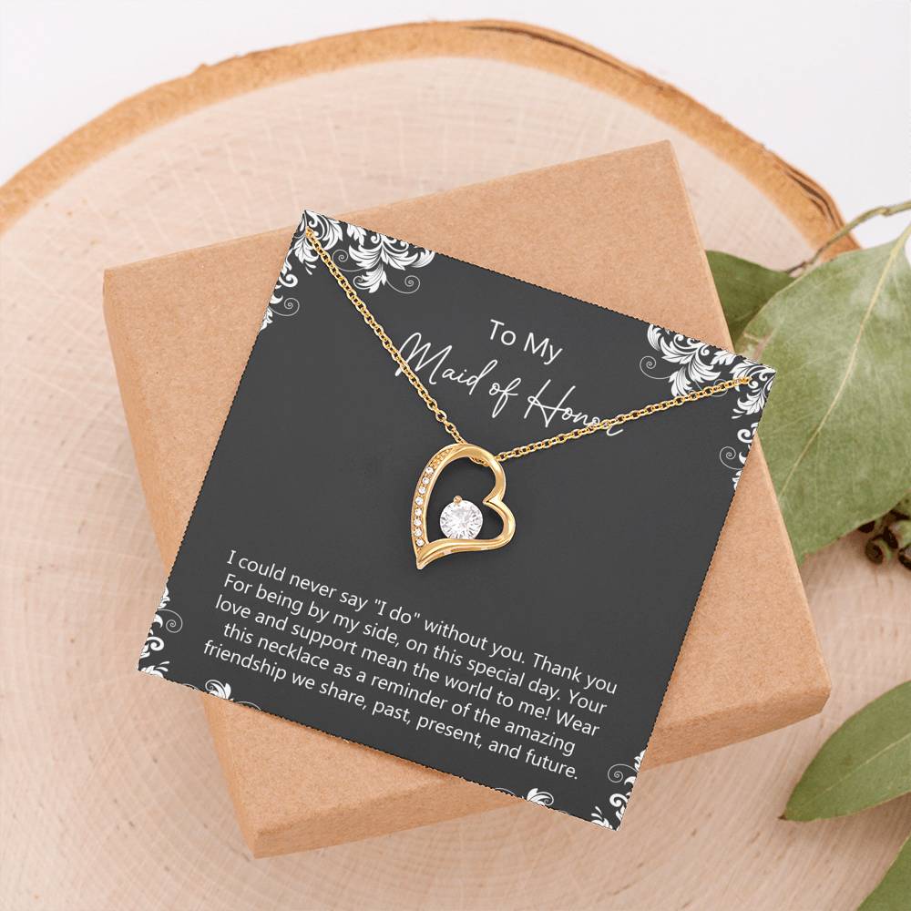 To My Maid Of Honor Gifts, Love And Support, Forever Love Heart Necklace For Women, Wedding Day Thank You Ideas From Bride
