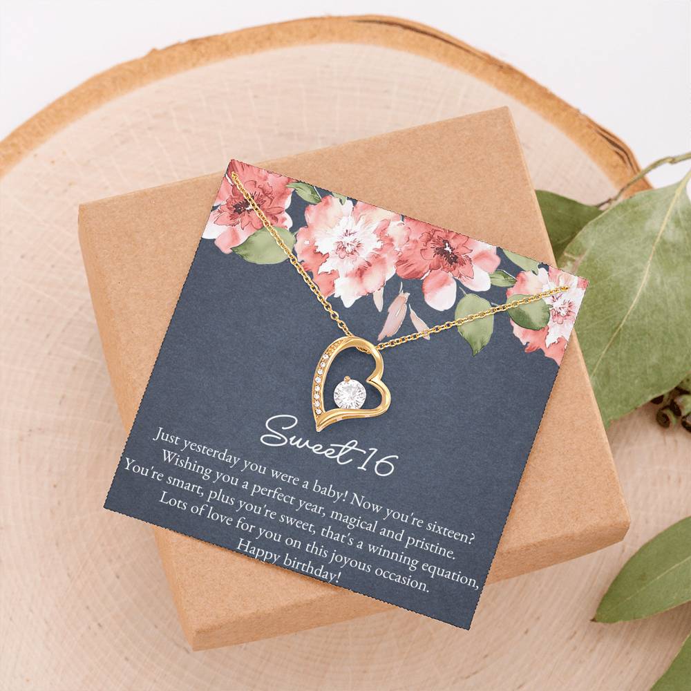 Daughter Heart Necklace - Forever Love Design | Sweet 16 Birthday Gift