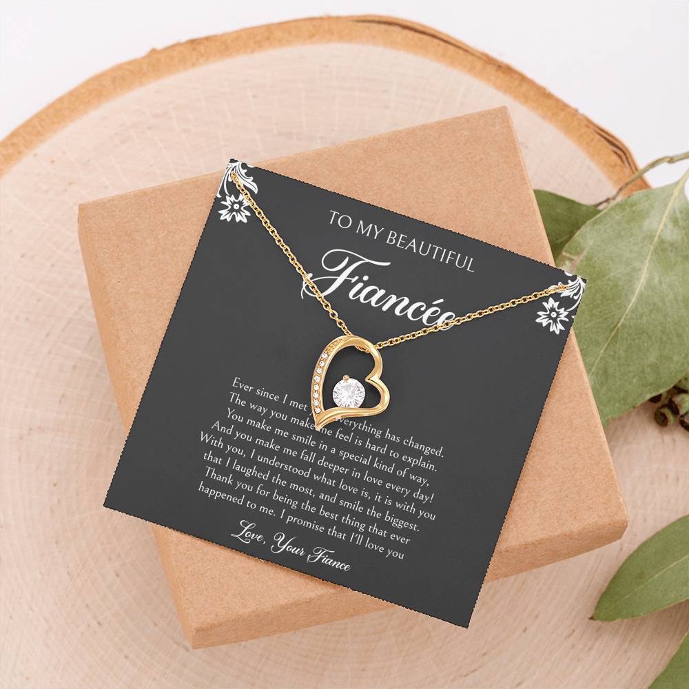 To My Fiancée, I'll Love You Forever, Forever Love Heart Necklace For Women, Anniversary Birthday Valentines Day Gifts From Fiancé