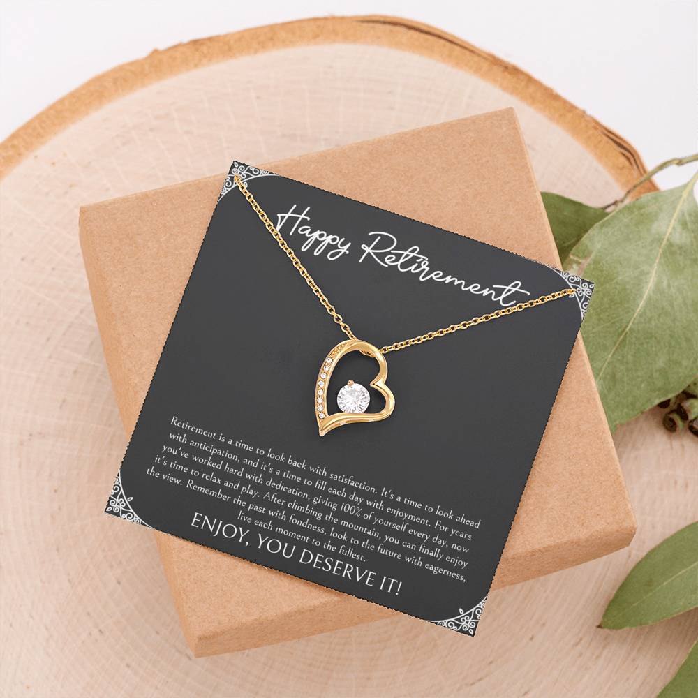 Retirement Gifts, Time To Relax, Happy Retirement Forever Love Heart Necklace For Women, Retirement Party Favor From Friends Coworkers