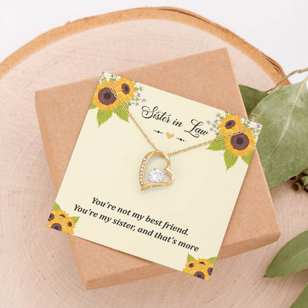 To My Sister-in-law Gifts, You're Not My Best Friend, Forever Love Heart Necklace For Women, Birthday Present Idea From Sister