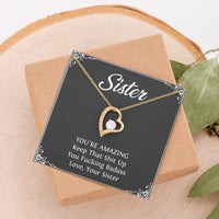 Load image into Gallery viewer, To My Badass Sister Gifts, You&#39;re Amazing, Forever Love Heart Necklace For Women, Birthday Present Idea From Sister
