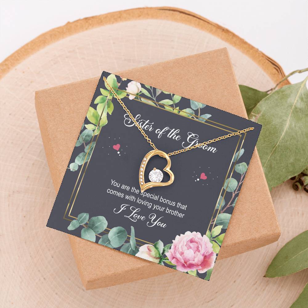 Sister of the Groom Gifts, You Are The Special Bonus, Forever Love Heart Necklace For Women, Wedding Day Thank You Ideas From Bride