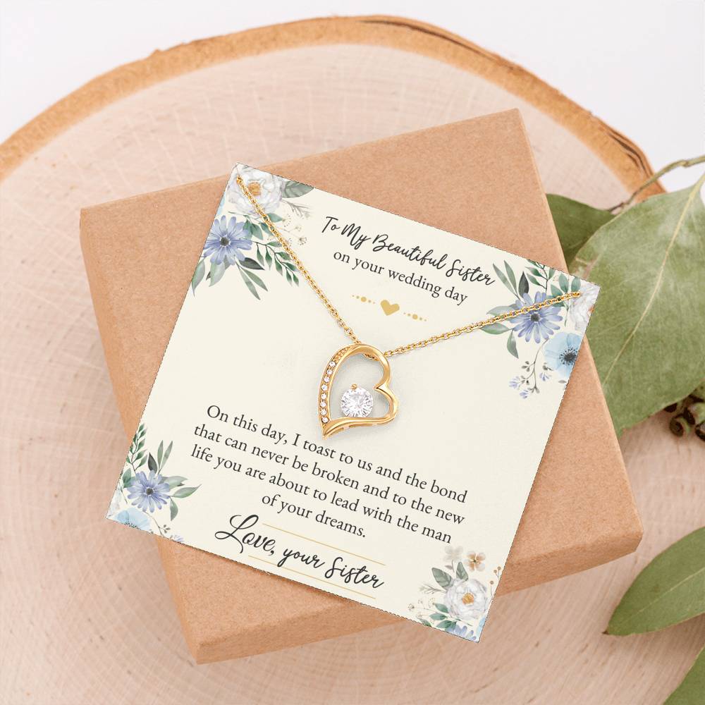 Bride Gifts, On This Day, Forever Love Heart Necklace For Women, Wedding Day Thank You Ideas From Sister