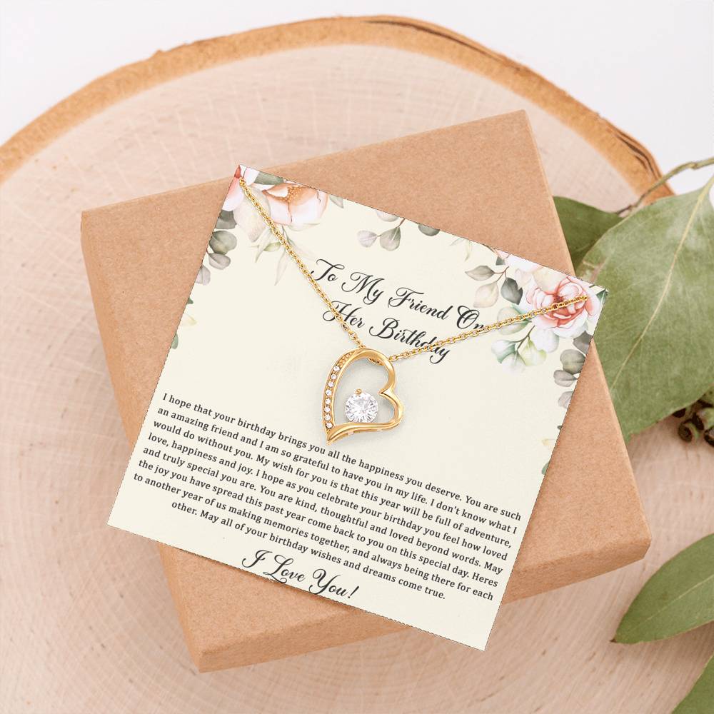 Birthday Gifts For Women, May Your Wishes Come True, Forever Love Heart Necklace, Happy Birthday Message Card Jewelry For Friend
