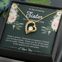 Load image into Gallery viewer, Sister Of The Groom Gifts, Forever Your Loving Brother, Forever Love Heart Necklace For Women, Wedding Day Thank You Ideas From Groom
