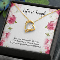 Load image into Gallery viewer, Encouragement Gifts, Life Is Tough, Motivational Forever Love Heart Necklace For Women, Sympathy Inspiration Friendship Present
