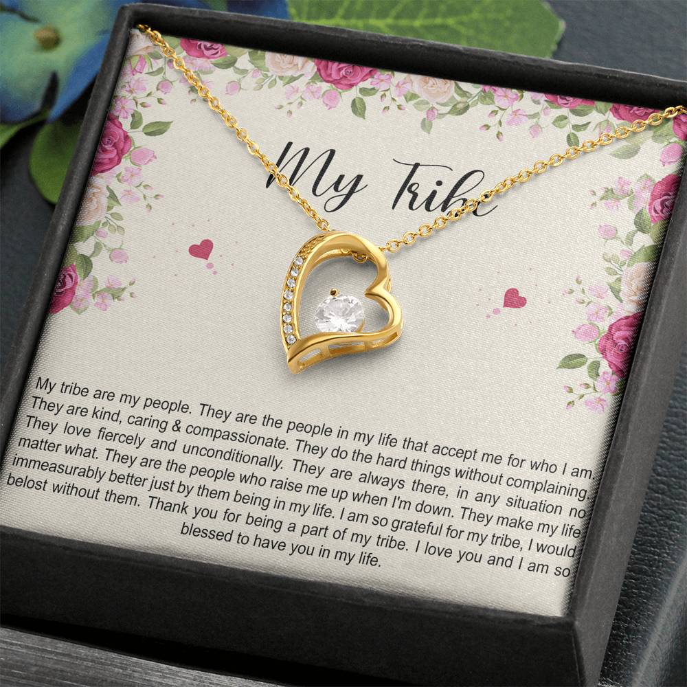 To My Best Friend Gifts, My Tribe , Forever Love Heart Necklace For Women, Birthday Present Idea From Bestie