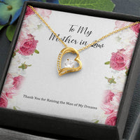 Load image into Gallery viewer, To My Mother-in-Law Gifts, Raising The Man Of My Dreams, Forever Love Heart Necklace, Birthday Mothers Day Present From Daughter-in-law
