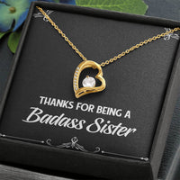 Load image into Gallery viewer, To My Badass Sister Gifts, Thanks For Being A Badass Sister, Forever Love Heart Necklace For Women, Birthday Present Idea From Sister
