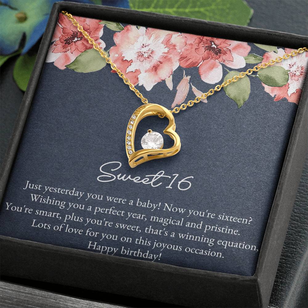 Daughter Heart Necklace - Forever Love Design | Sweet 16 Birthday Gift