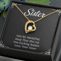 Load image into Gallery viewer, To My Badass Sister Gifts, You&#39;re Amazing, Forever Love Heart Necklace For Women, Birthday Present Idea From Sister

