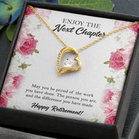 Load image into Gallery viewer, Retirement Gifts, Next Chapter, Happy Retirement Forever Love Heart Necklace For Women, Retirement Party Favor From Friends Coworkers
